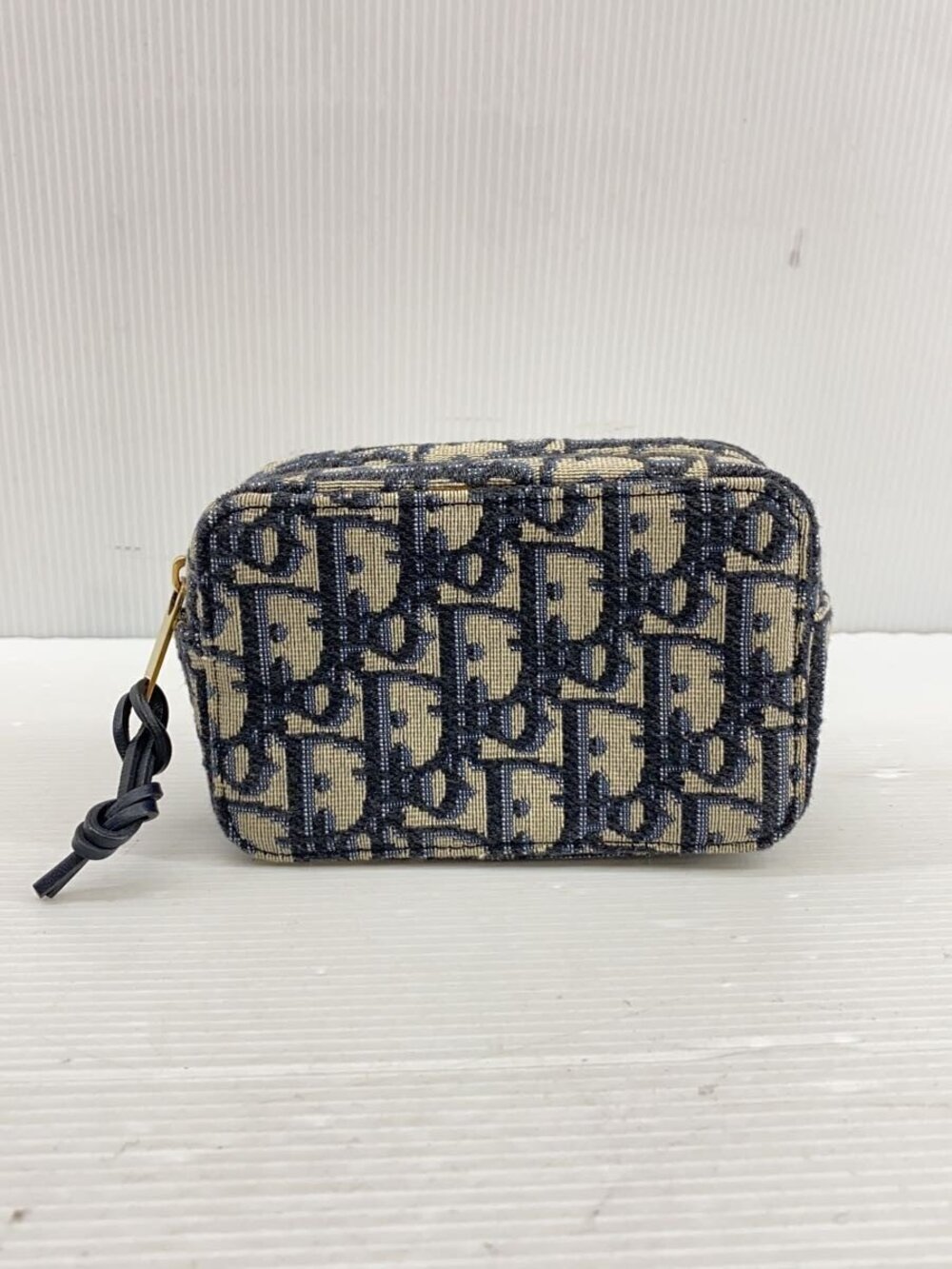 Christian Dior Waist Pouch Clutch Navy Blue Cream All over Trotter